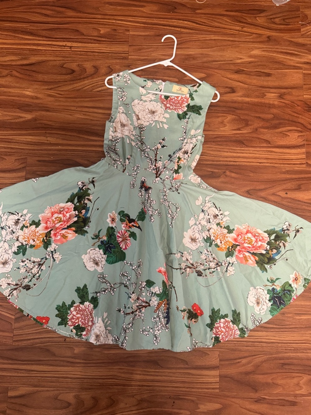 Grace Karin Sage Green Floral Fit-and-Flare Dress